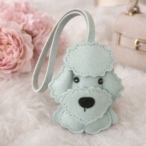 Light Blue Poodle Keychain & Dog Bag Charm in Vegan Leather NEW